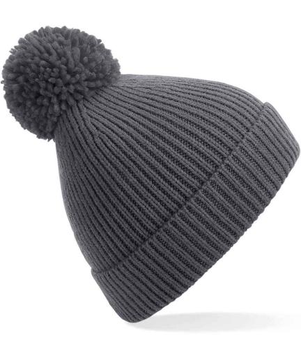 Beechfield Engineered Knit Ribbed Pom Pom Beanie - GPH - ONE